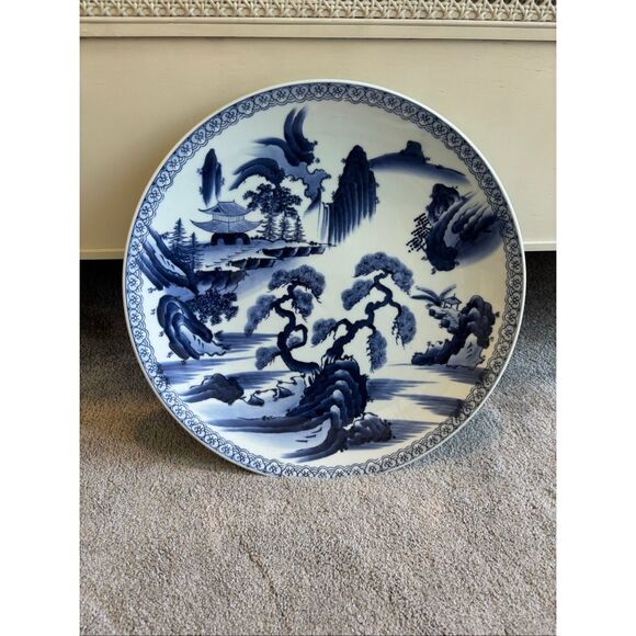 Antique Arita Porcelain Hand-Painted 16” Plate chinoserie - Picture 1 of 6